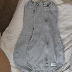 Grey Baby Swaddle Sleep Sack - Neutral Jersey Zip